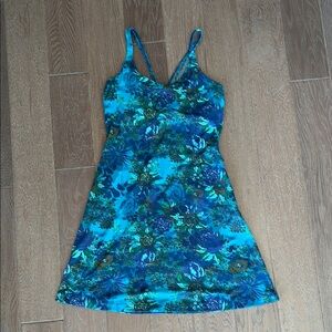 Floral Blue and Green Strappy Dress
